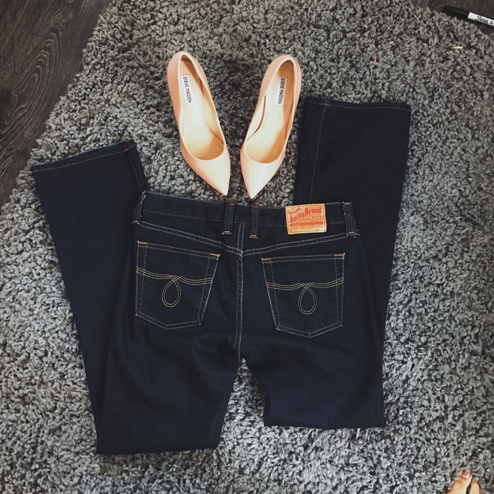 Dark wash lucky brand bootcut jeans wide leg